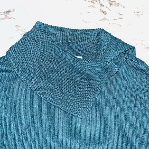 CABI Fold Over Cowl Neck Sweater Dolman Sleeves Knit Relaxed Green Women Sm - Picture 2 of 6
